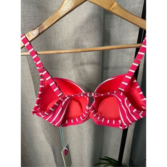 Sea Level Swim Coral Chamarel Cross‎ Front Moulded Underwire Bikini Swim Top NWT - Picture 4 of 6